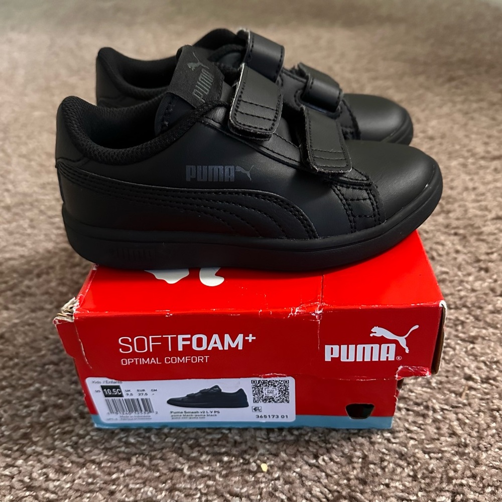 PUMA-TODDLER BLACK SNEAKERS-SIZE 10.5c USA SIZE FREE SHIPPING